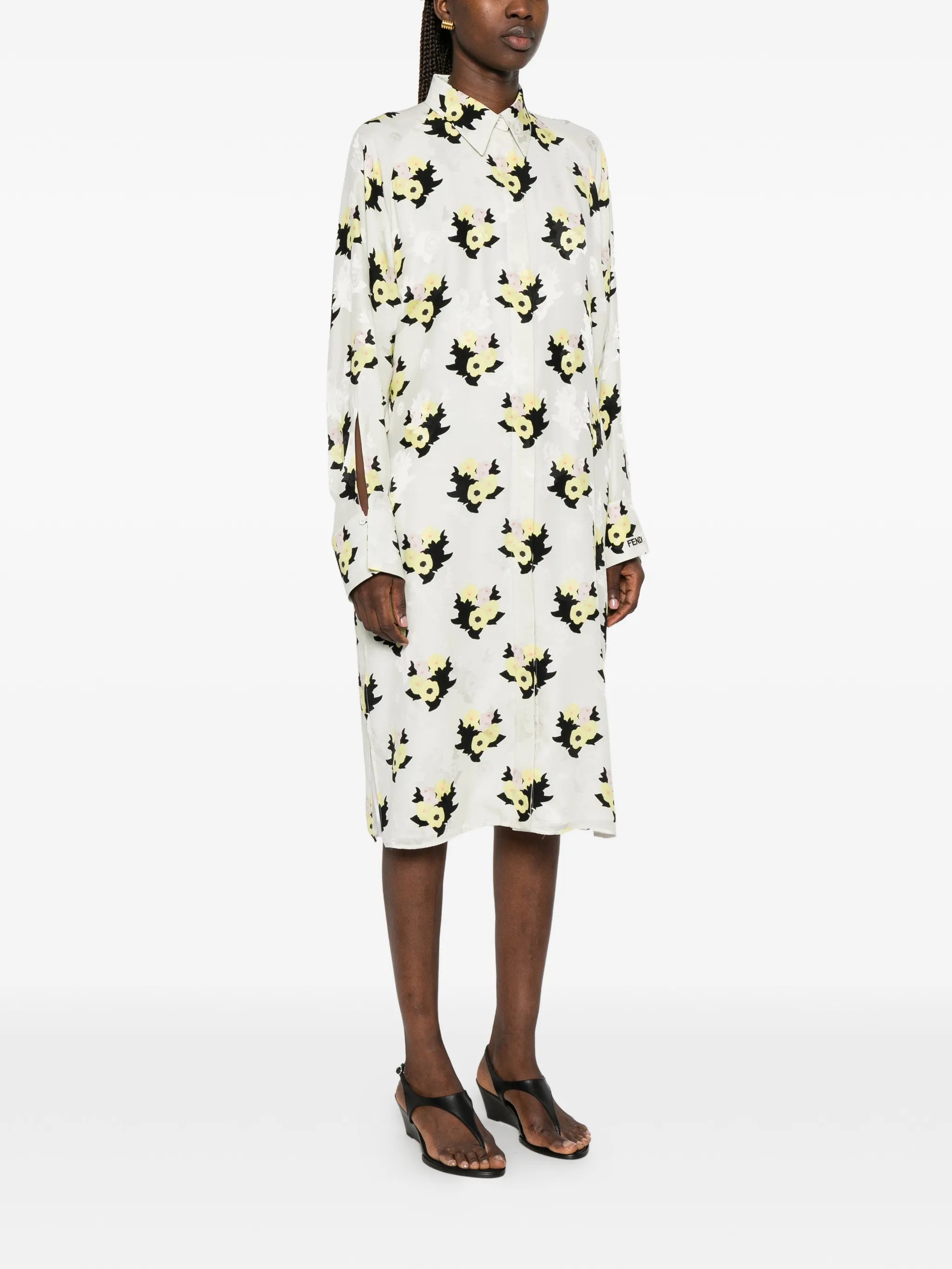 Fendi Fendi Floral-print Buttoned Midi Dress, view 2