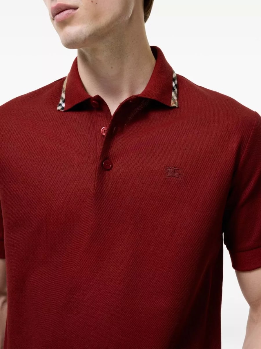 Burberry la polo in cotone con logo, view 2