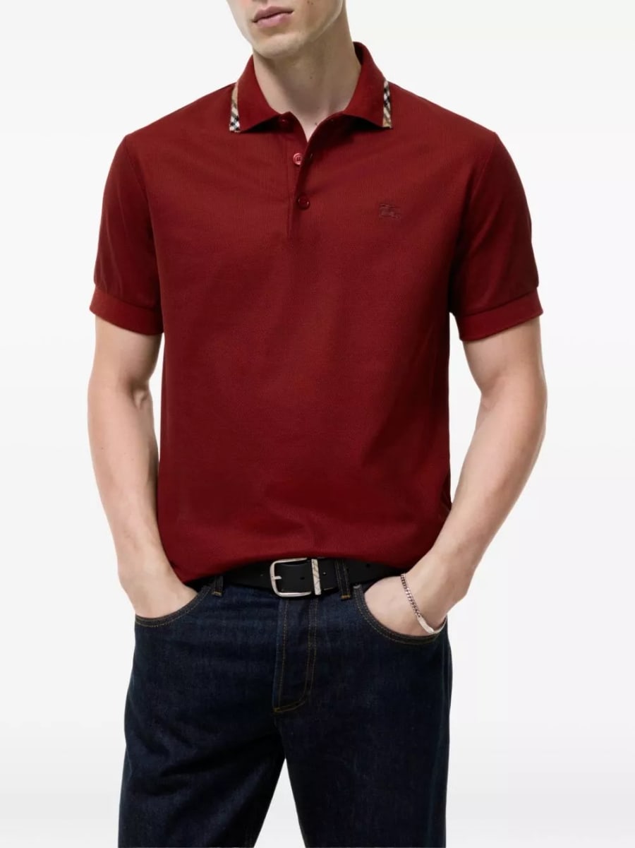 Burberry la polo in cotone con logo, view 3