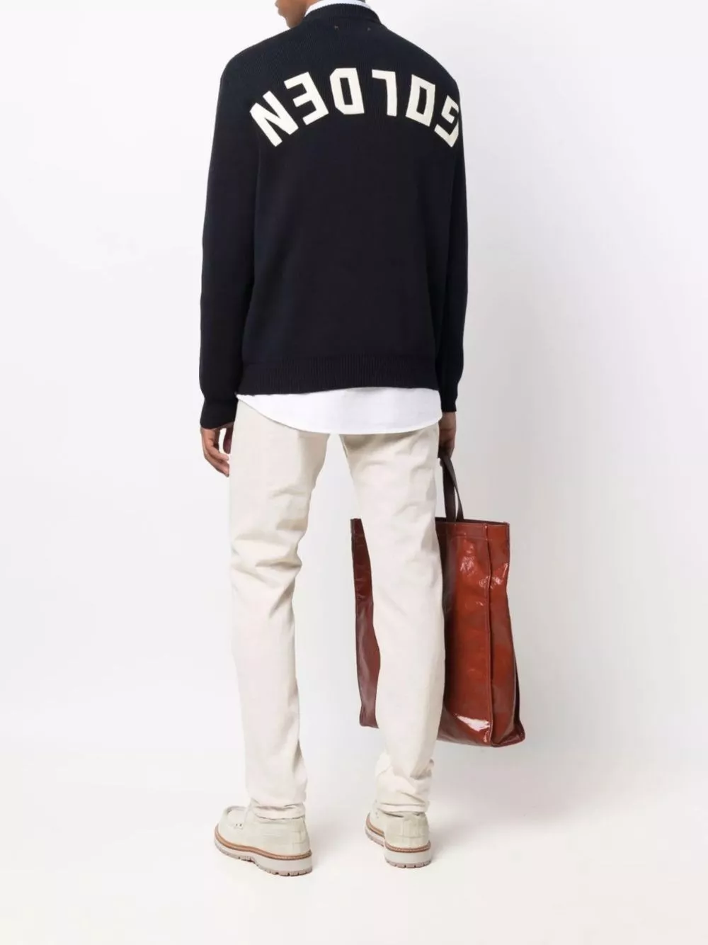 Golden Goose Maglione in cotone organico logo, view 2