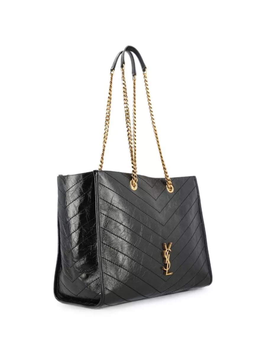 Saint Laurent Niki e/w borsa tote in pelle scamosciata, view 2