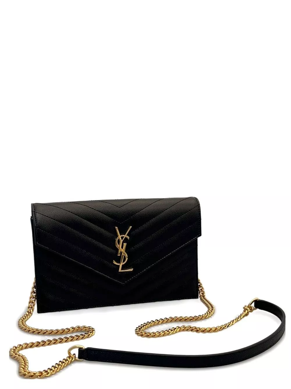 Saint Laurent Portafoglio in pelle Cassandre con catena
