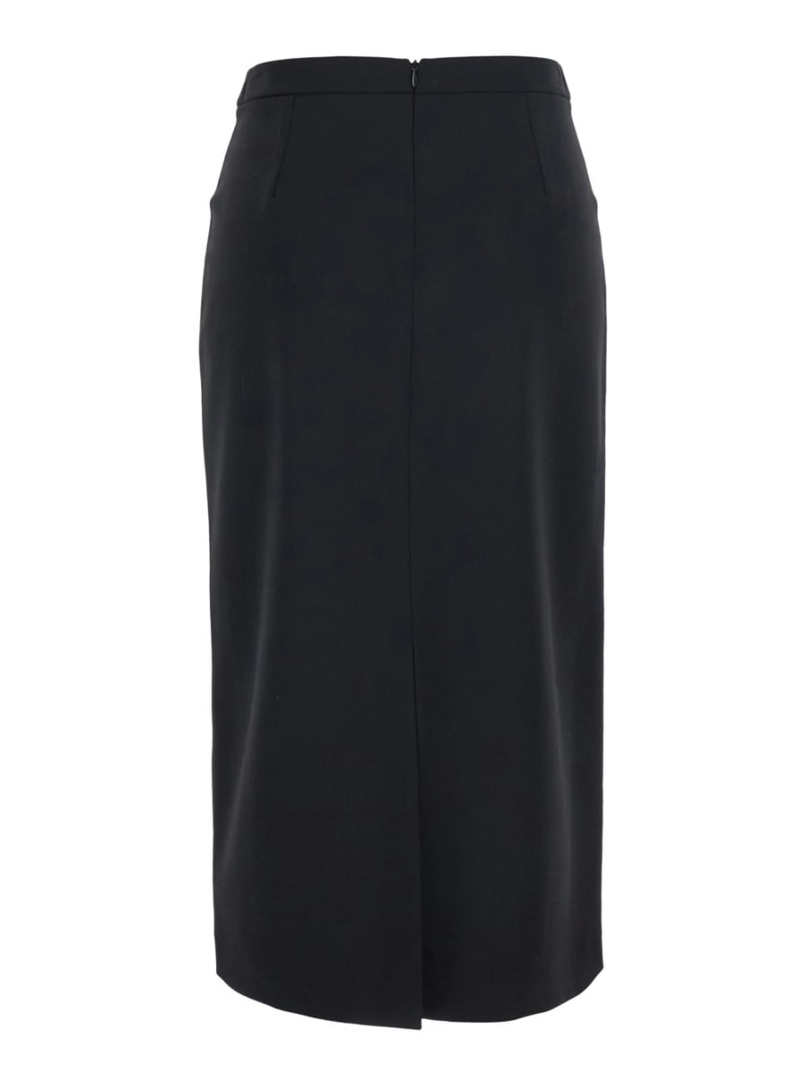 Jucca Gonna Pantalone Nera con Taglio Aderente e Chiusura Posteriore in Tessuto Tecnico Donna, view 2