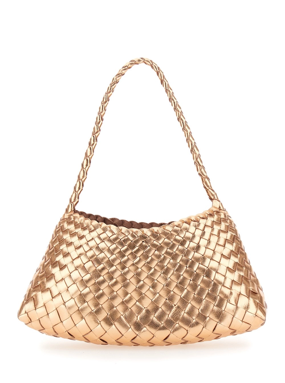 Dragon diffusion Borsa a Spalla 'Rossana' con Design Svasato e Intrecciato in Pelle Marrone Donna