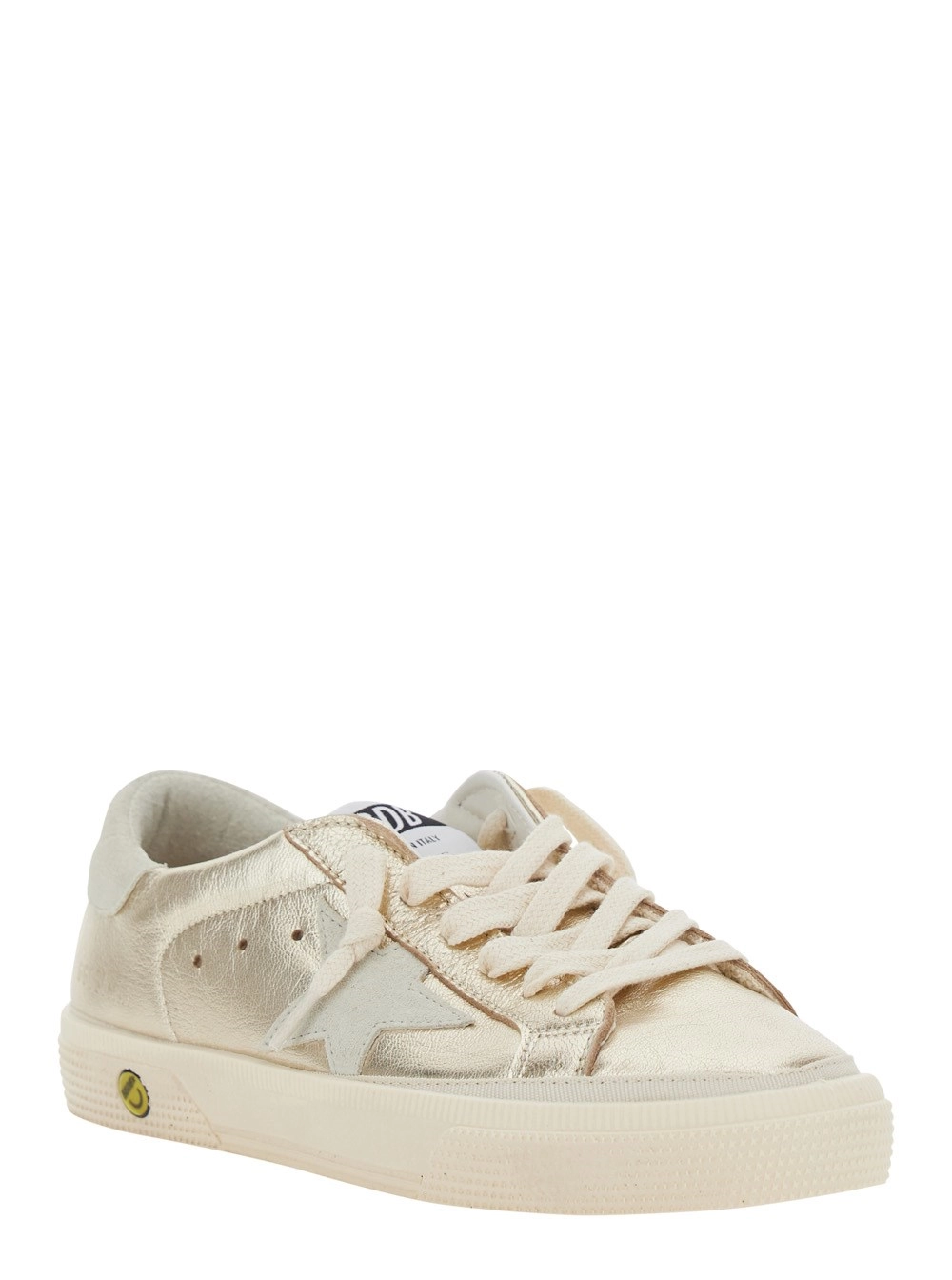 Golden goose kids Sneakers 'May' Low Top con Logo sulla Linguetta e Dettaglio a Stella sul Lato in Pelle laminata Bambina, view 2