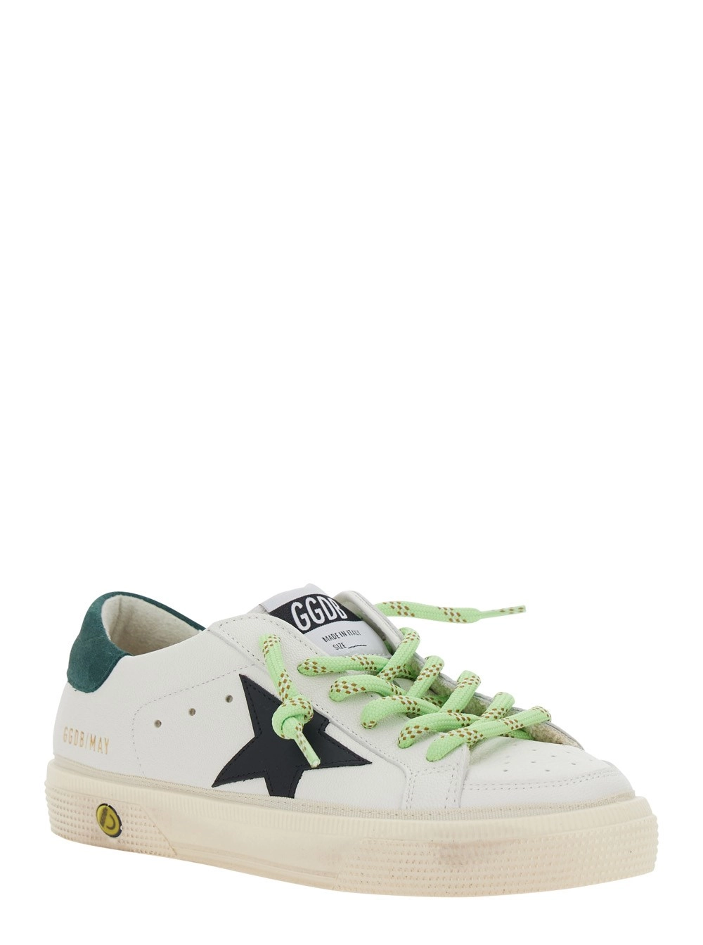 Golden goose kids Sneaker 'May' Low Top con Patch Stella sul Lato e Patch Logo sulla Linguetta in Pelle Bianca Bambino, view 2