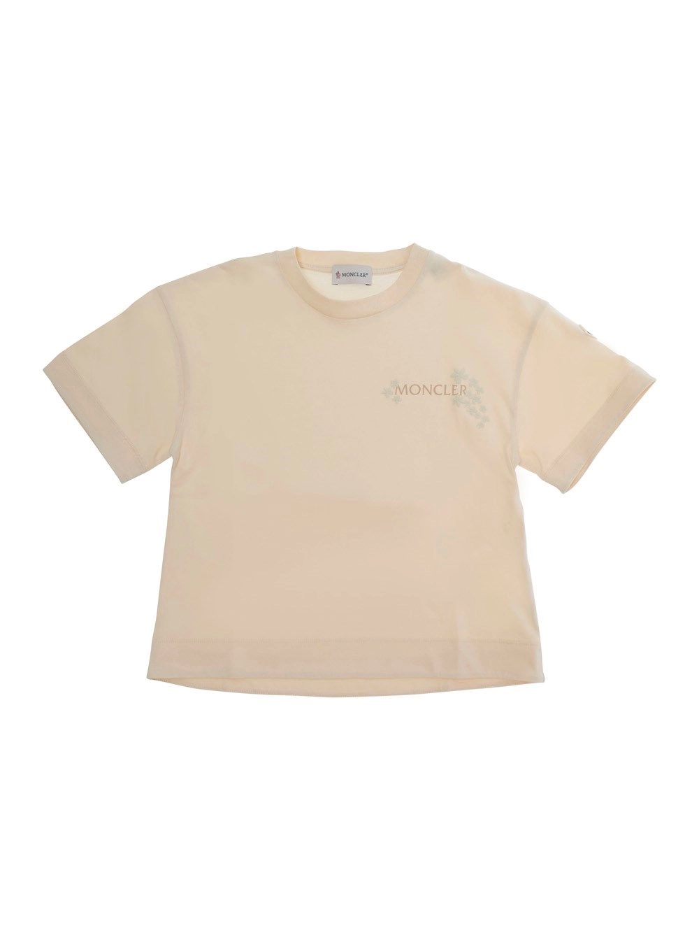 Moncler kids Tshirt SS con maniche corte e collo tondo in cotone rosa bambina