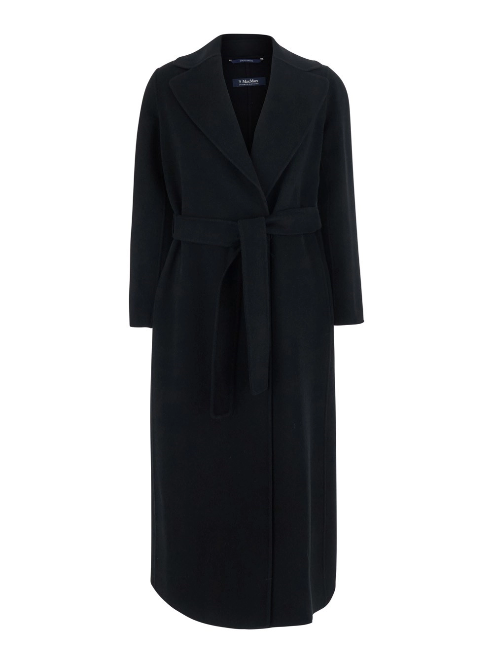 'S Max Mara Cappotto Poldo con collo a rever, maniche lunghe e chiusura a bottoni, in lana, colore nero, donna