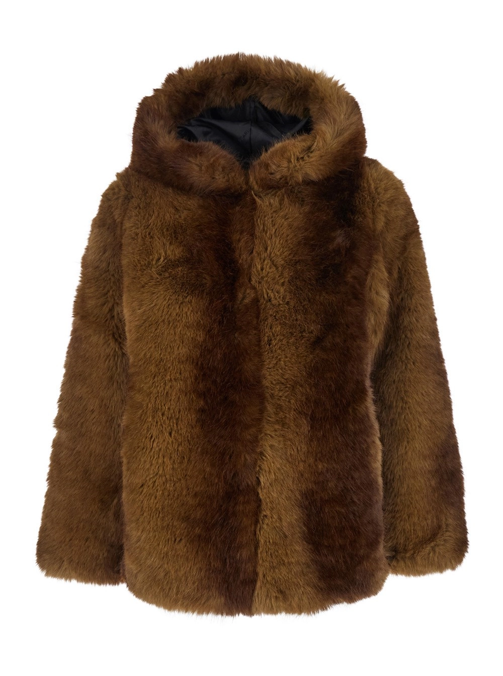 Apparis Pelliccia con Cappuccio Fisso in Eco-Pelliccia Marrone Donna