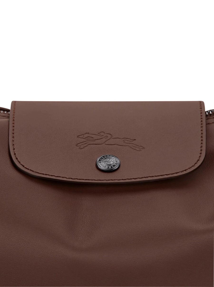 Longchamp Borsa a Spalla 'Le Pilage Xtra' con Tracolla Regolabile e Removibile e Logo Impresso sul Fronte in Pelle Marrone Donna, view 4