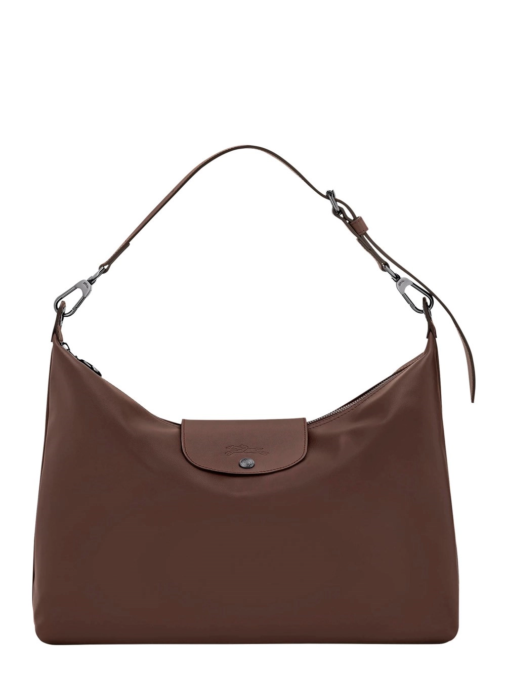 Longchamp Borsa a Spalla 'Le Pilage Xtra' con Tracolla Regolabile e Removibile e Logo Impresso sul Fronte in Pelle Marrone Donna