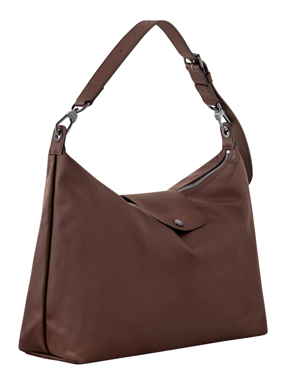 Longchamp Borsa a Spalla 'Le Pilage Xtra' con Tracolla Regolabile e Removibile e Logo Impresso sul Fronte in Pelle Marrone Donna, view 2