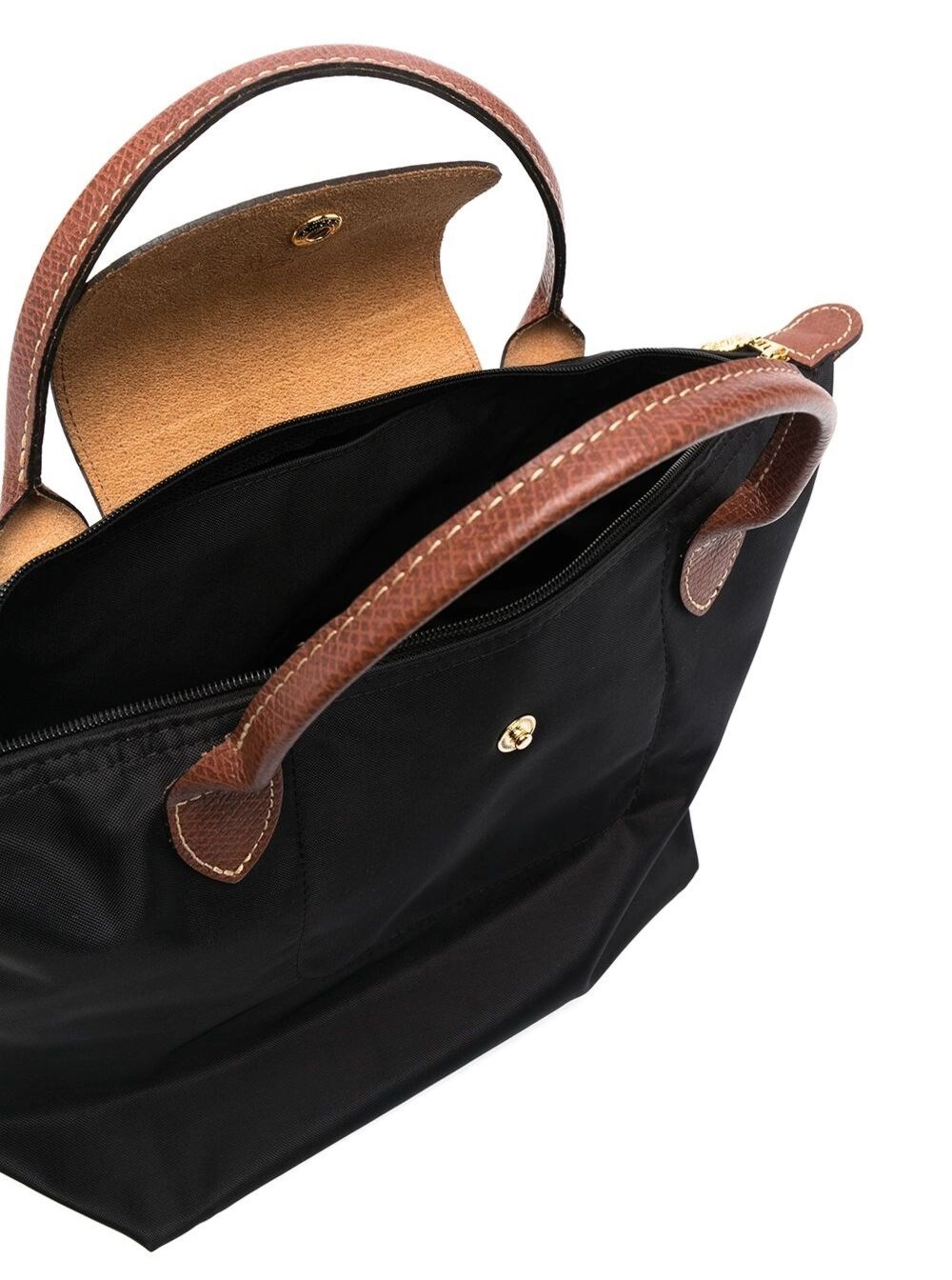 Longchamp Borsa a Mano 'Le Pliage S' con Logo Inciso in Tela Riciclata Nero Donna, view 2