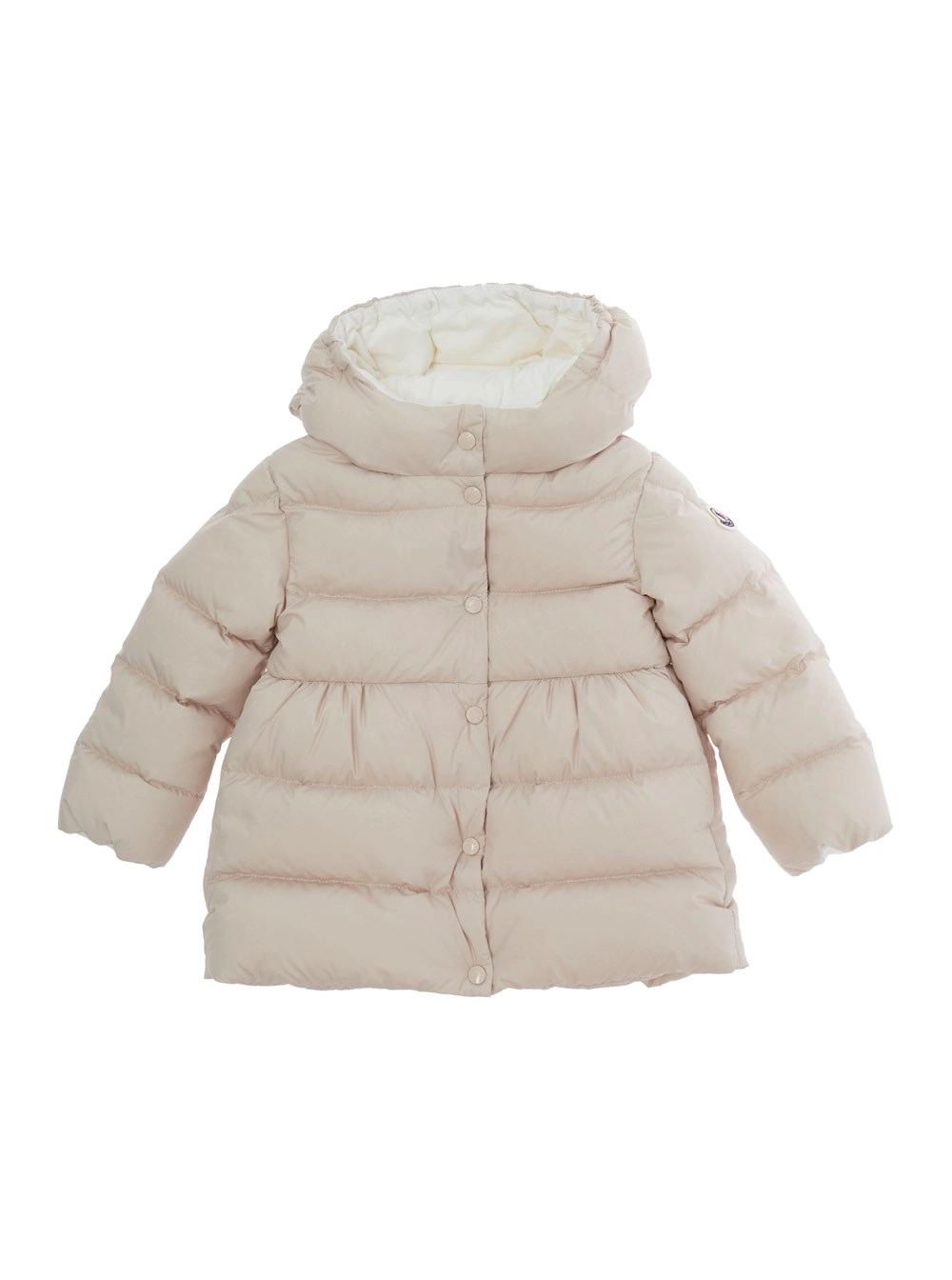 Moncler kids Parka lungo CHARLOTTE con cappuccio e tasche in tessuto tecnico rosa per bambina