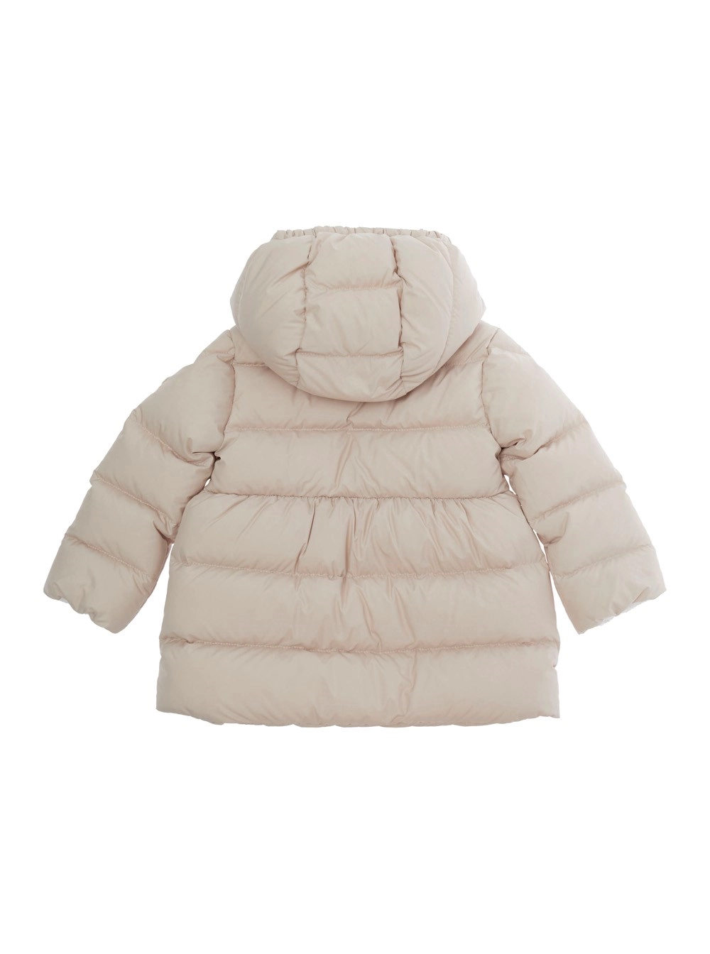 Moncler kids Parka lungo CHARLOTTE con cappuccio e tasche in tessuto tecnico rosa per bambina, view 2