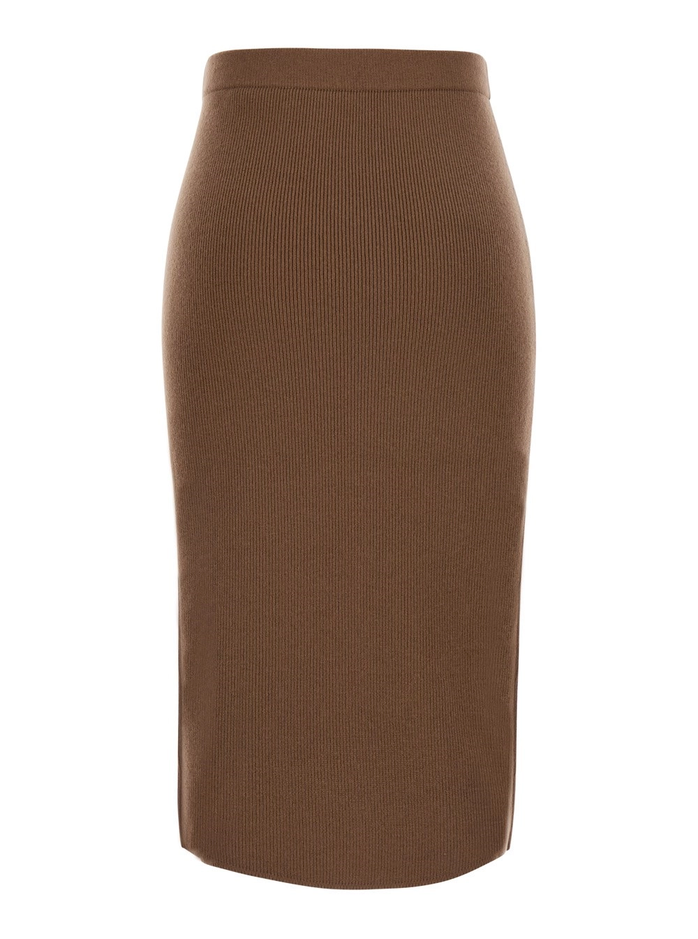 Max Mara Studio Gonna 'Zucca' con lavorazione a coste in lana marrone donna, view 2