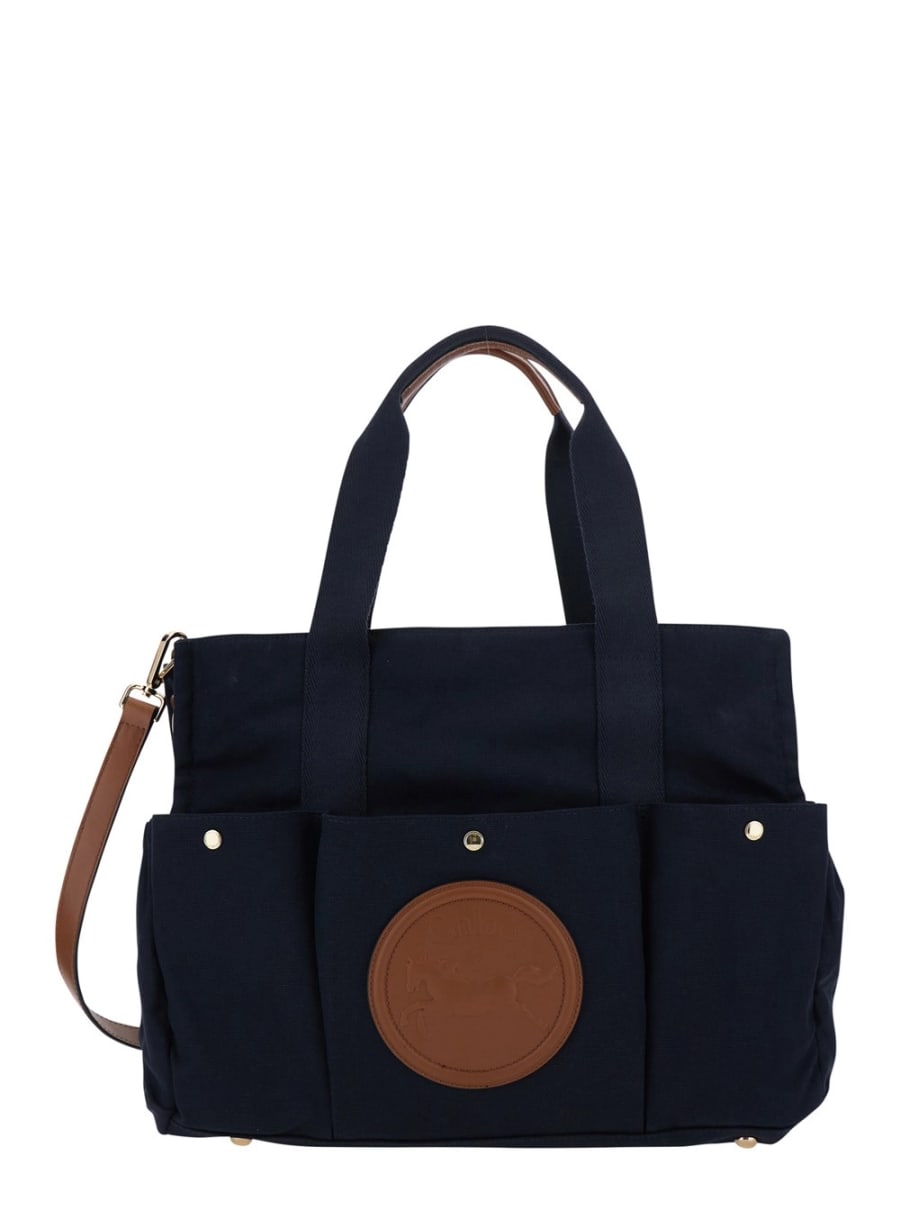 Chloé kids Sacca fasciatoio con cotone blu per bambina