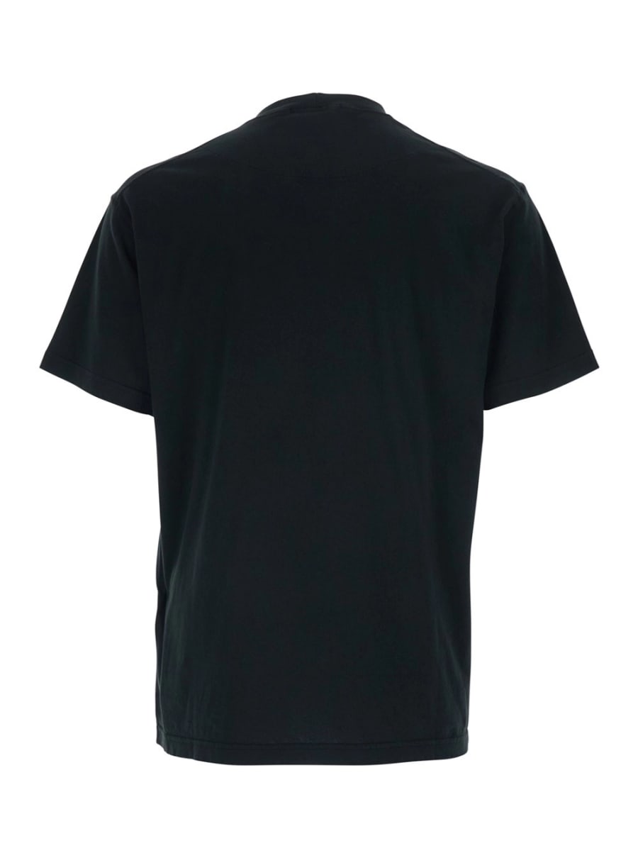 Stone Island T-Shirt Girocollo con Patch Logo sul Fronte in Cotone Nera Uomo, view 2