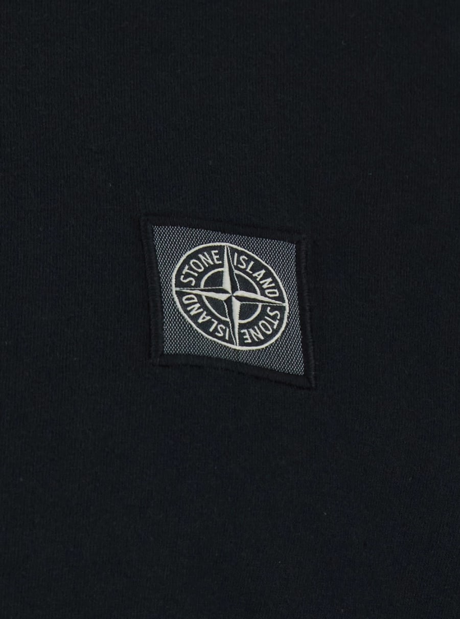 Stone Island T-Shirt Girocollo con Patch Logo sul Fronte in Cotone Nera Uomo, view 3