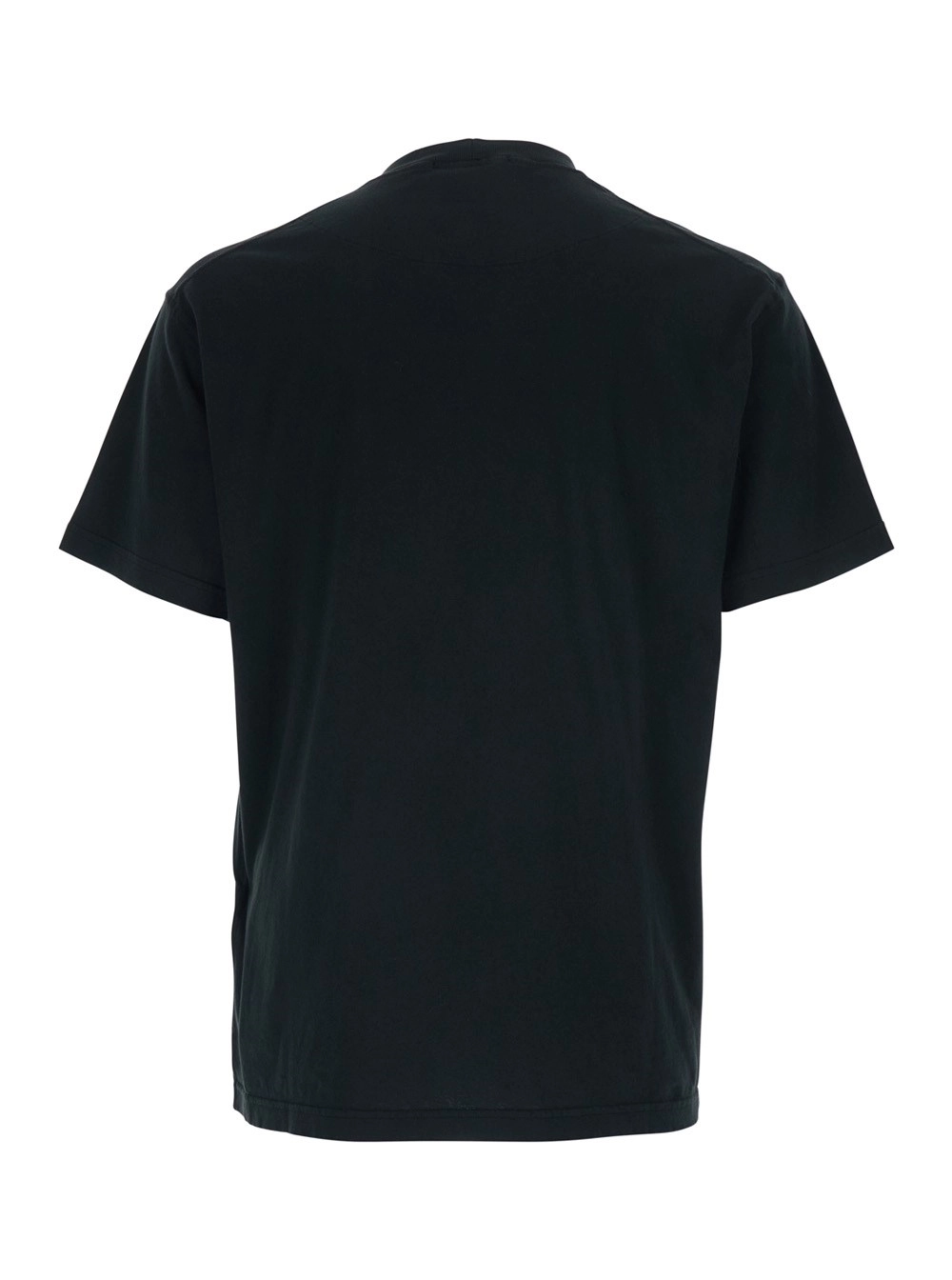 Stone Island T-Shirt Girocollo con Patch Logo sul Fronte in Cotone Nera Uomo, view 2