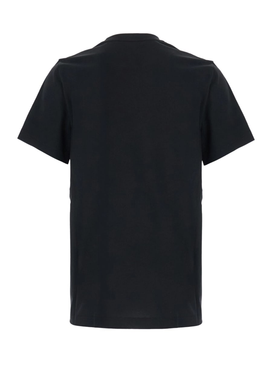 Moncler T-shirt con logo sul fronte e patch logo sulla manica in cotone nera per uomo, view 2