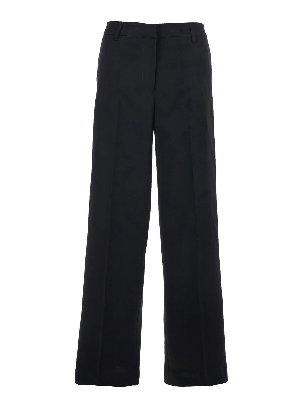 PT Torino Pantalone 'Francoise' con Passanti per Cintura in Misto Cotone Nero Donna