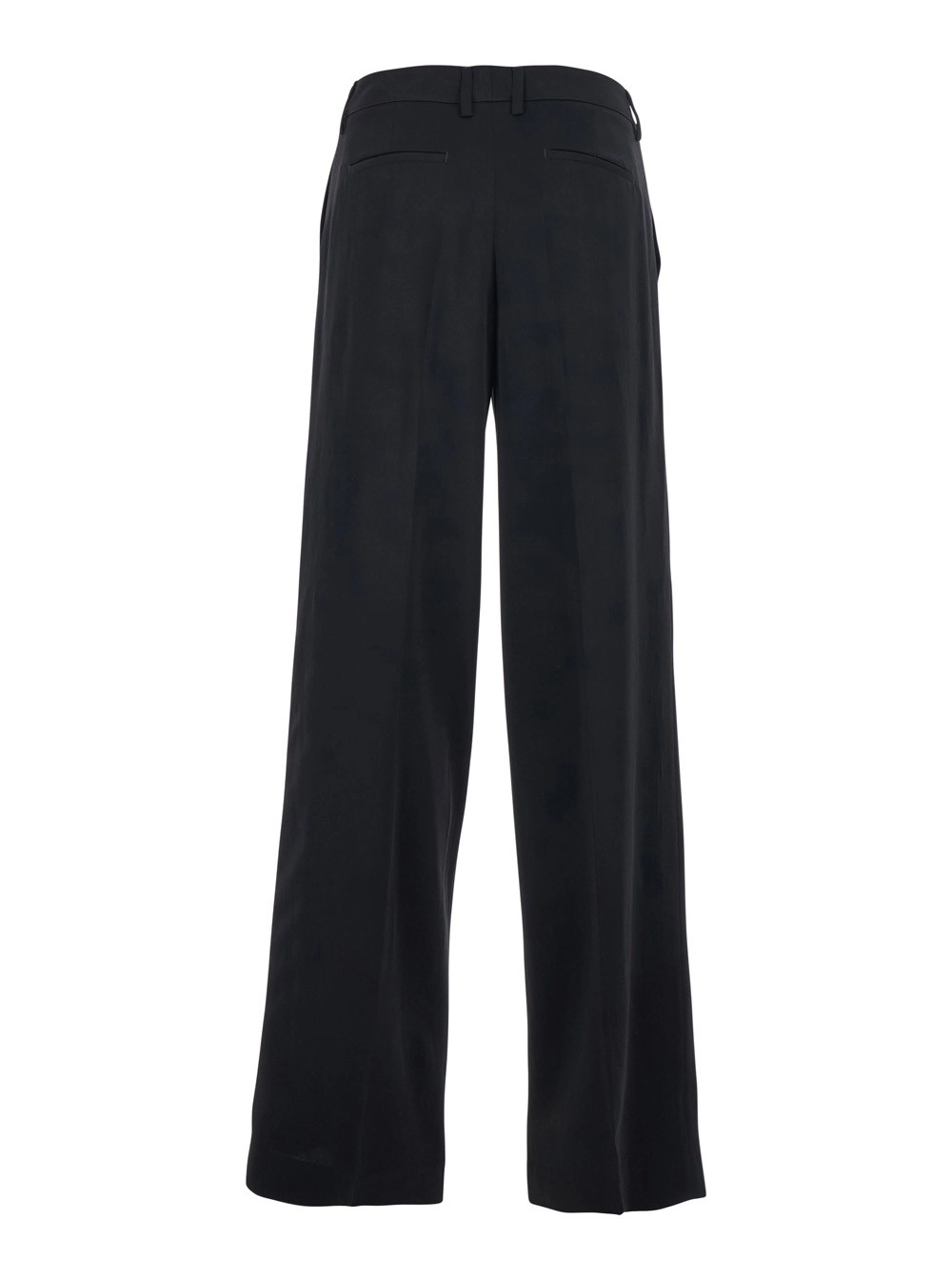PT Torino Pantalone 'Francoise' con Passanti per Cintura in Misto Cotone Nero Donna, view 2
