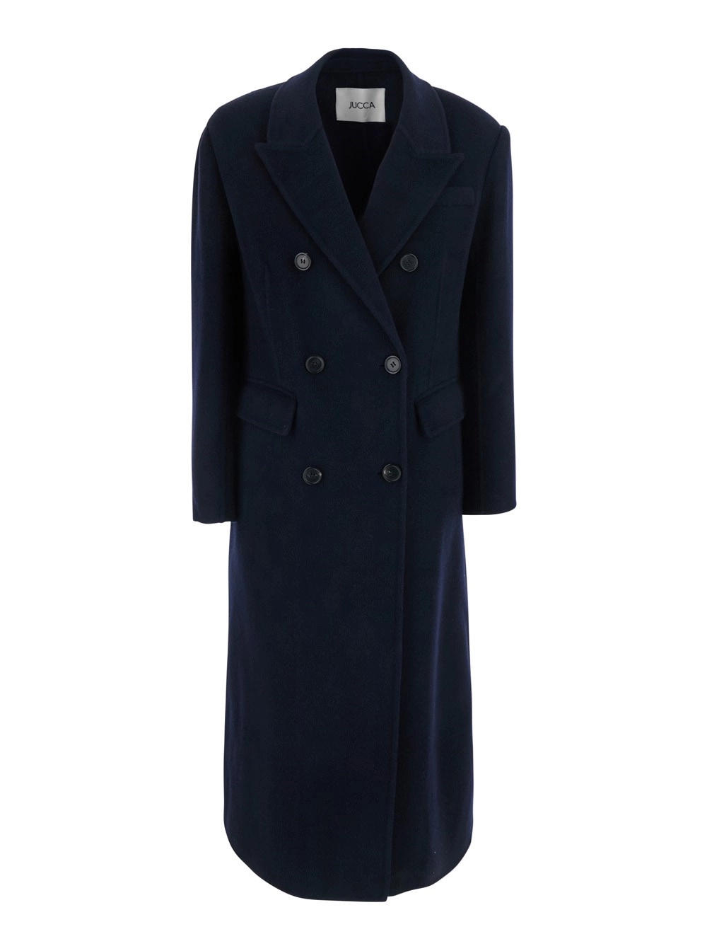 Jucca Cappotto Doppiopetto con Chiusura Frontale e Tasche Laterali in Blu