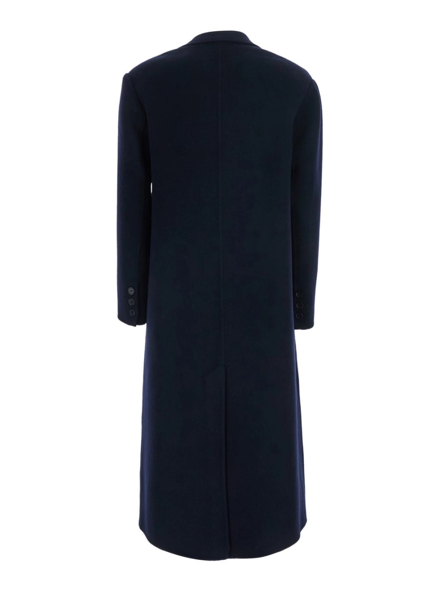 Jucca Cappotto Doppiopetto con Chiusura Frontale e Tasche Laterali in Blu, view 2