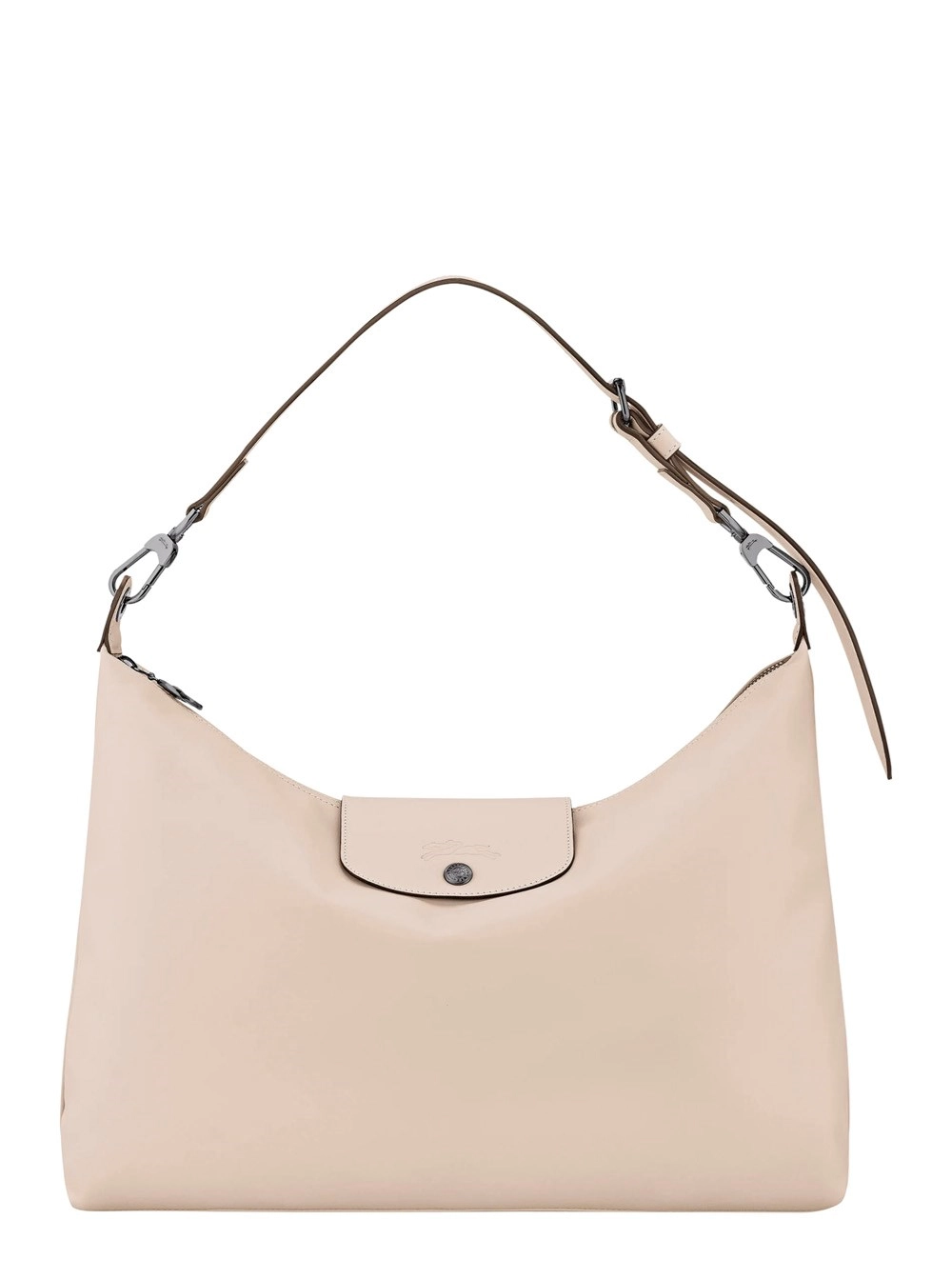 Longchamp Borsa a Spalla 'Le Pilage Xtra' con manico regolabile e removibile e logo impresso sul fronte in pelle bianca donna