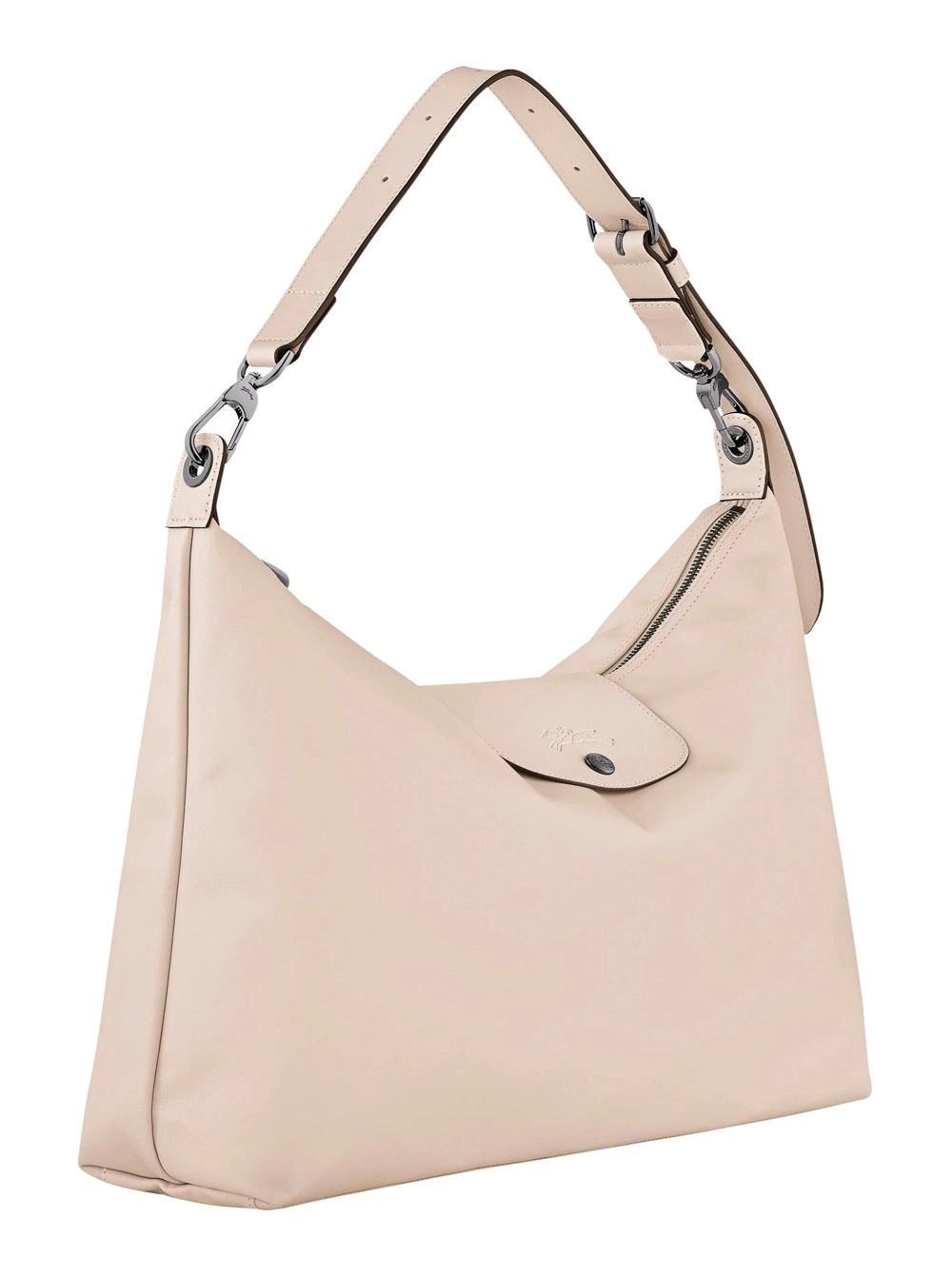 Longchamp Borsa a Spalla 'Le Pilage Xtra' con manico regolabile e removibile e logo impresso sul fronte in pelle bianca donna, view 2