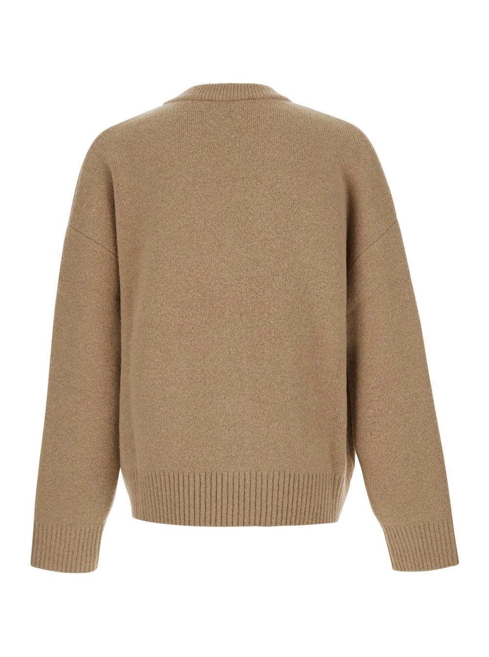 AMI Paris Cardigan V Neck con patch AMI de Coeur in Beige per uomo, view 2