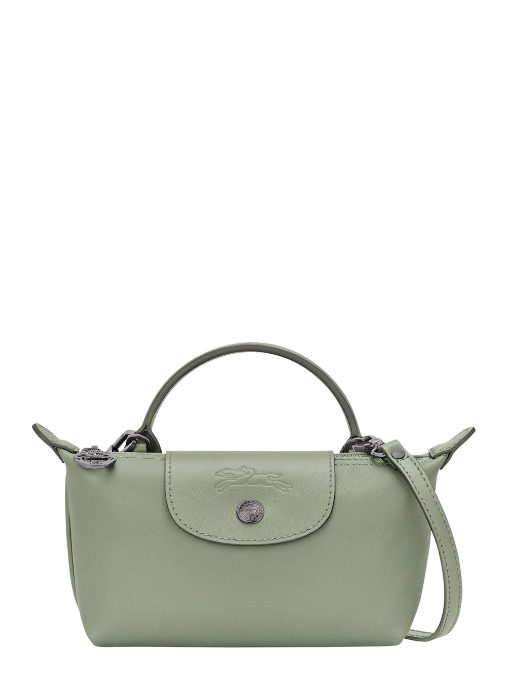 Longchamp Borsa a Mano 'Le Pliage Xtra' con logo impresso sul fronte e tracolla regolabile e removibile in pelle grigia donna