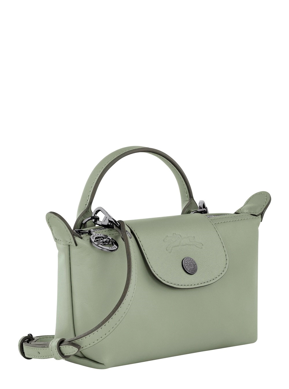 Longchamp Borsa a Mano 'Le Pliage Xtra' con logo impresso sul fronte e tracolla regolabile e removibile in pelle grigia donna, view 2