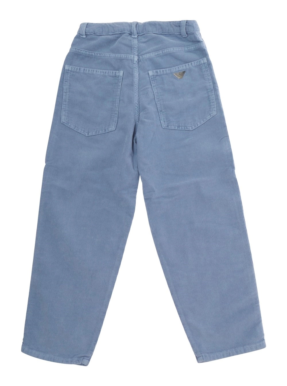 Emporio armani kids Jeans con ricamo logo sul retro in denim blu bambino, view 2