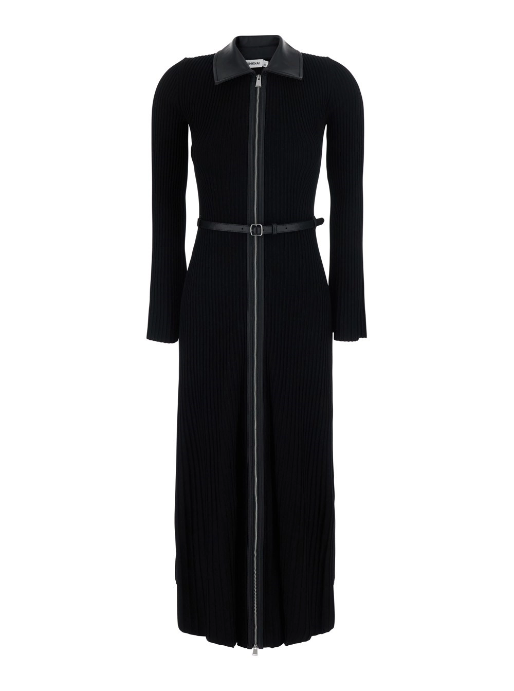 Simkhai Abito con Scollo a V e Maniche Lunghe in Tessuto Tecnico Nero Donna