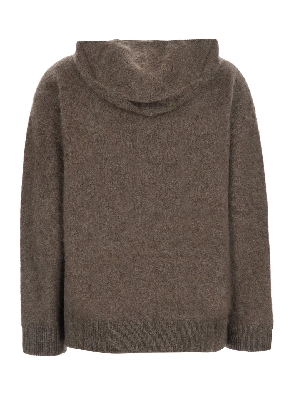 'S Max Mara Felpa con cappuccio e chiusura con zip sul fronte in lana marrone donna, view 2