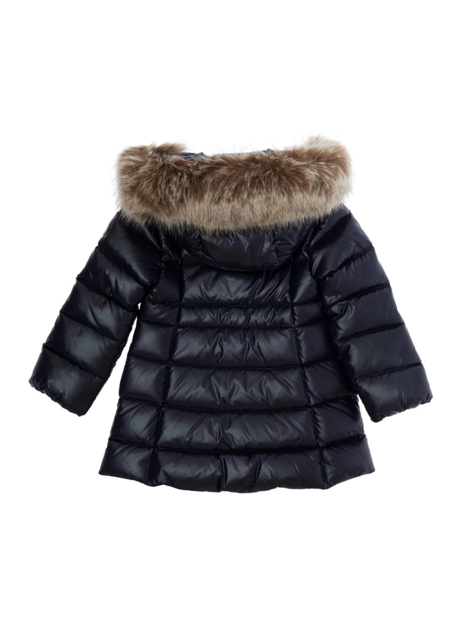 Moncler kids Parka EMMA lungo con cappuccio e tasche in nylon blu per bambina, view 2