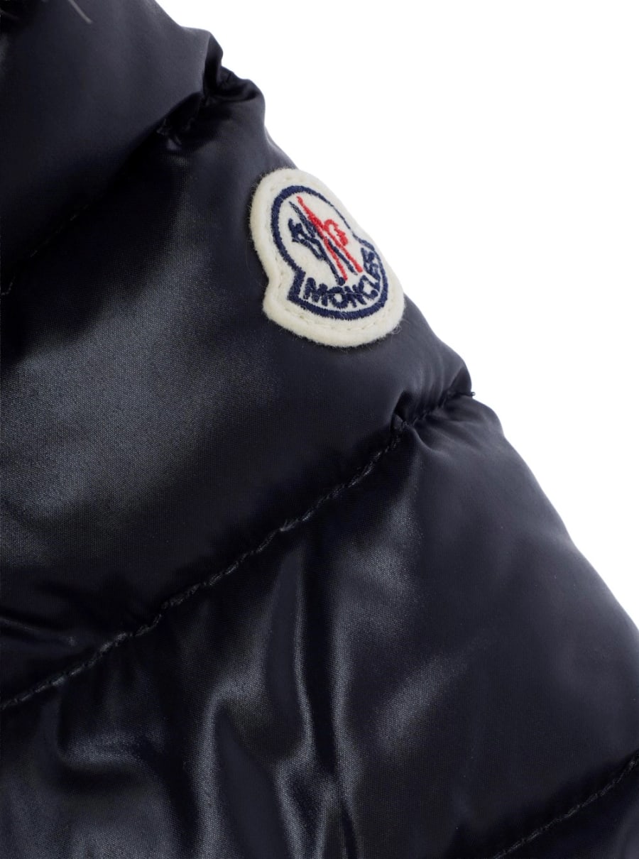 Moncler kids Parka EMMA lungo con cappuccio e tasche in nylon blu per bambina, view 4