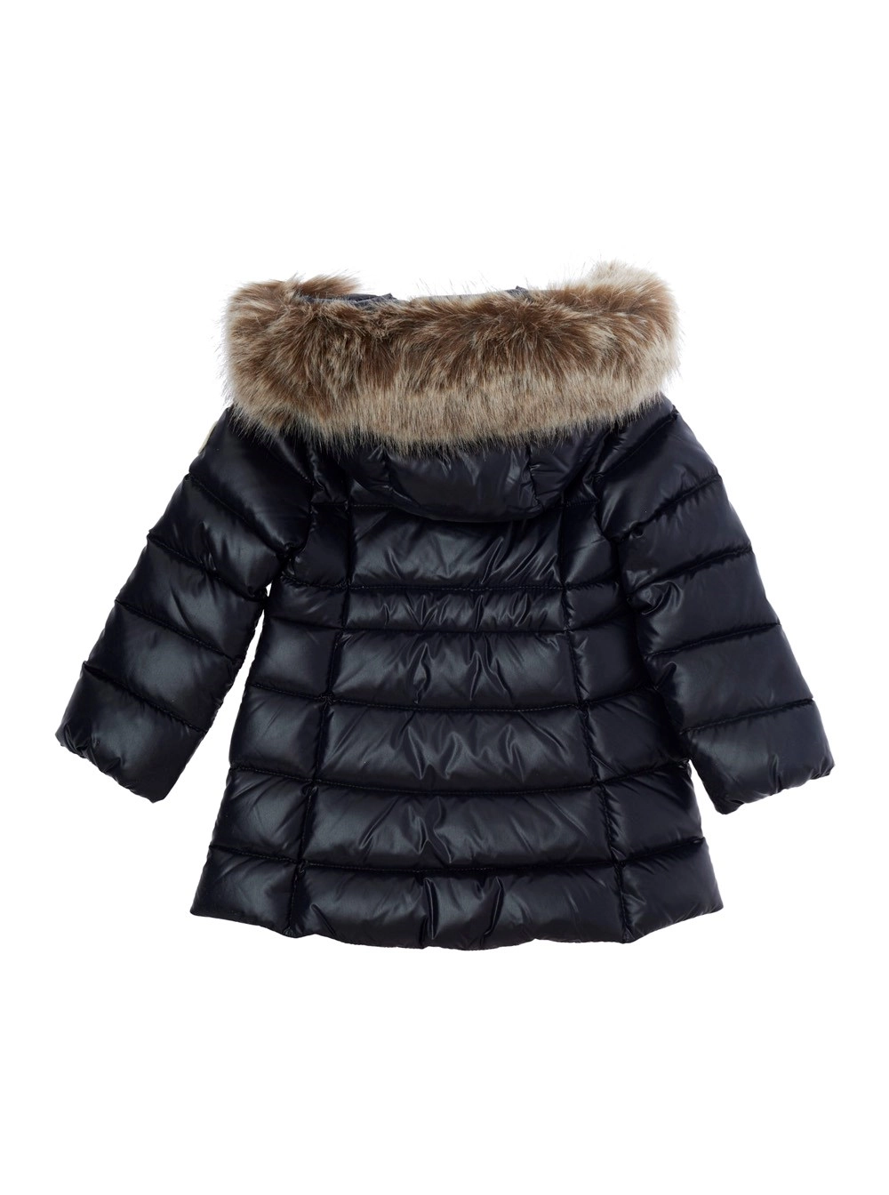 Moncler kids Parka EMMA lungo con cappuccio e tasche in nylon blu per bambina, view 2