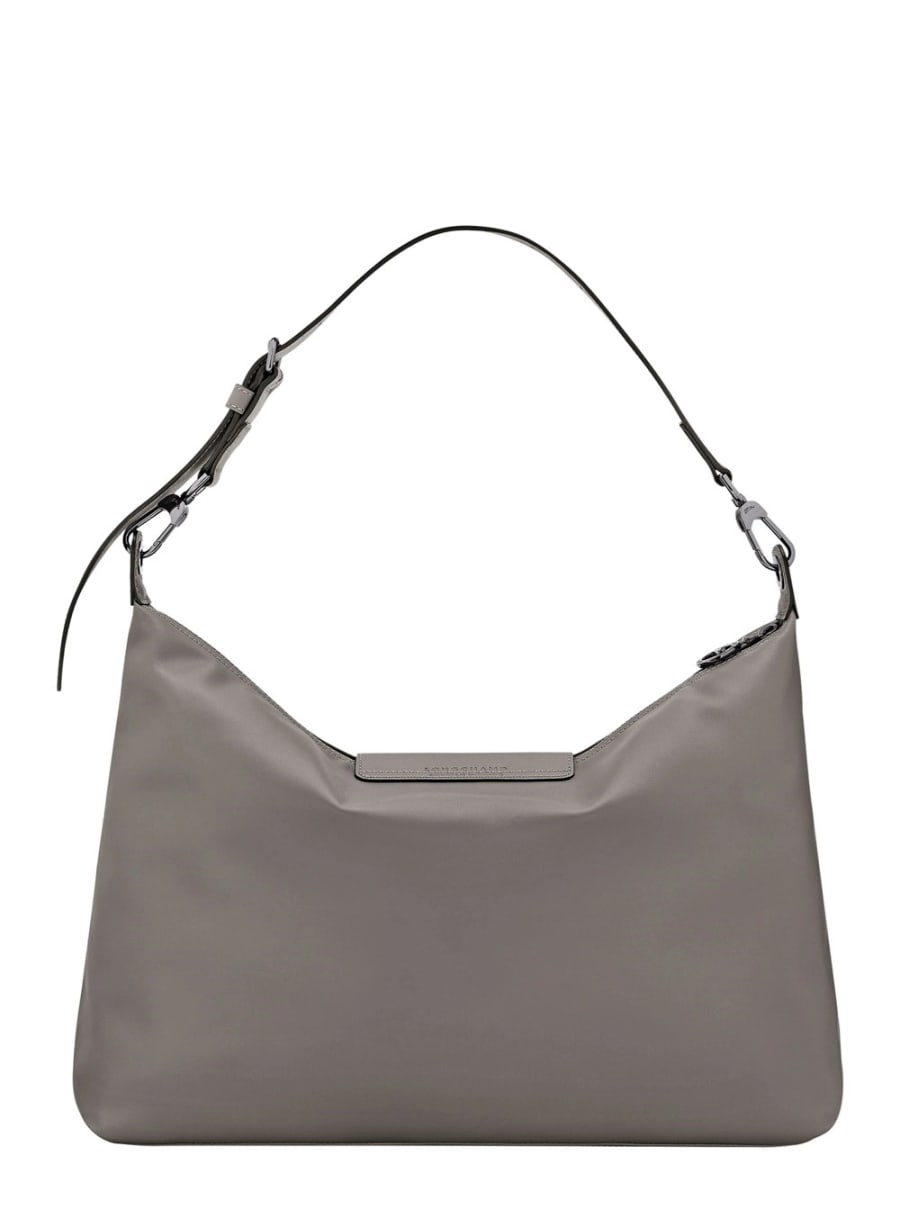 Longchamp Borsa a Spalla 'Le Pilage Xtra' con Tracolla Regolabile e Removibile e Logo Impresso sul Fronte in Pelle Grigia Donna, view 3