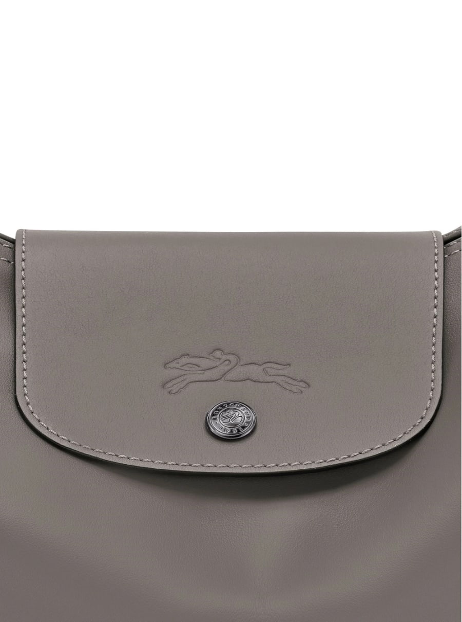 Longchamp Borsa a Spalla 'Le Pilage Xtra' con Tracolla Regolabile e Removibile e Logo Impresso sul Fronte in Pelle Grigia Donna, view 4