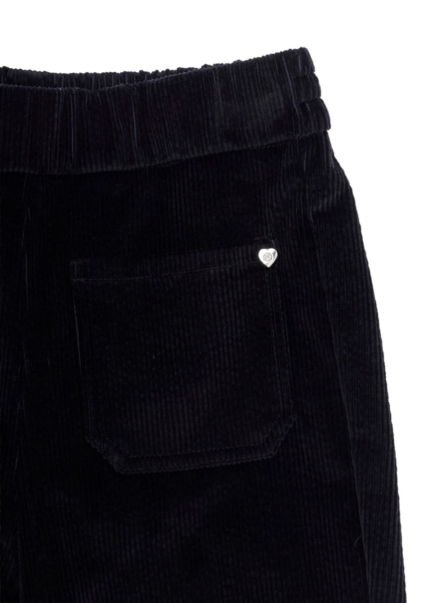Monnalisa kids Pantaloni con dettagli in raso e tasche laterali in nero Donna, view 3