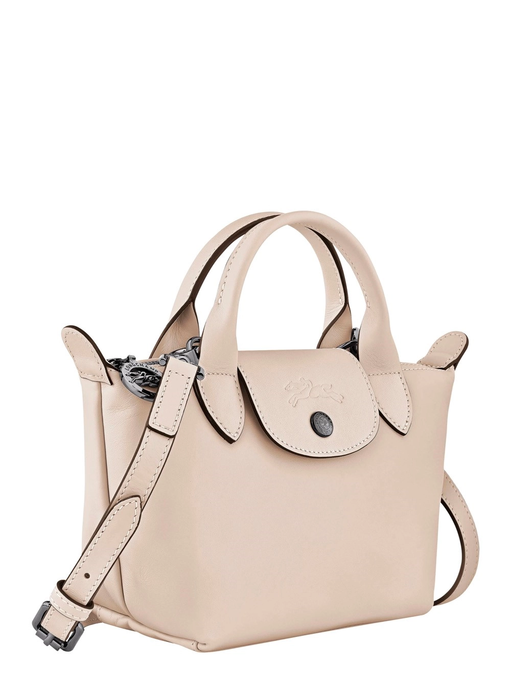 Longchamp Borsa a Tracolla con Tracolla Regolabile e Removibile in Pelle Bianca Donna, view 2
