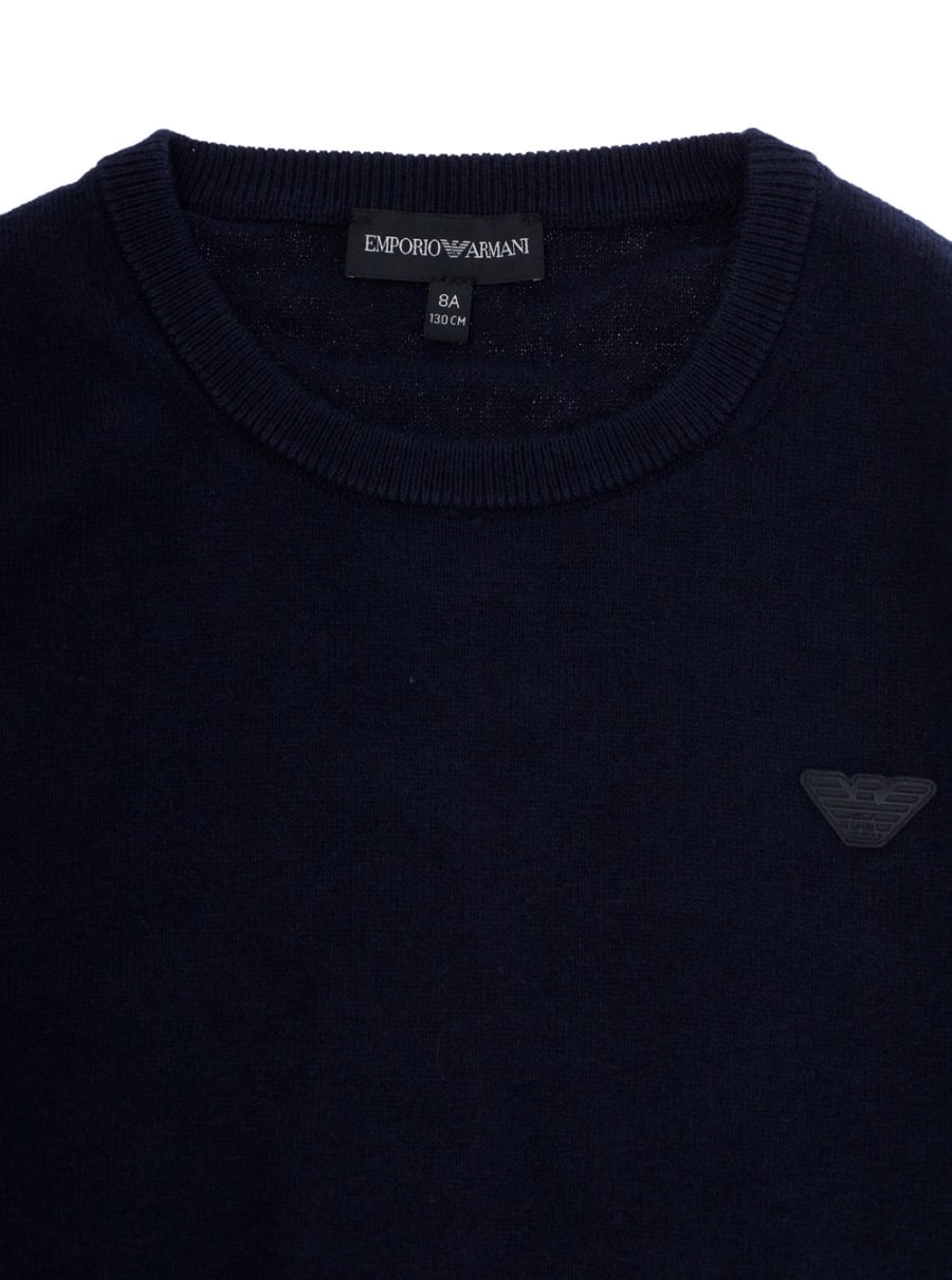 Emporio armani kids Maglia blu con collo rotondo e maniche lunghe per bambino, view 3
