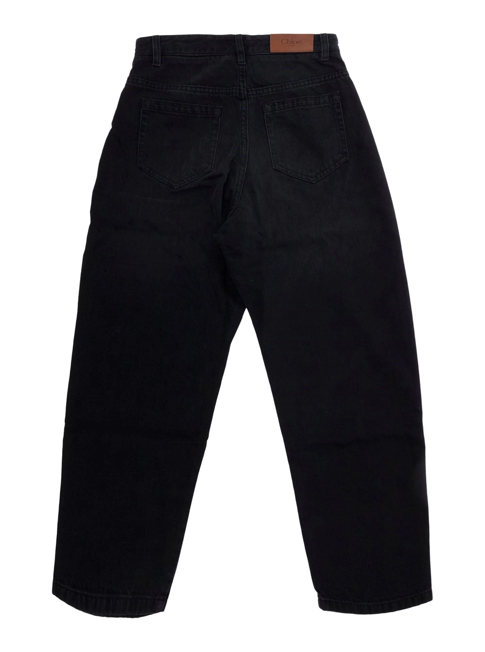 Chloé kids Jeans con patch logo sul retro in cotone neri per bambina, view 2