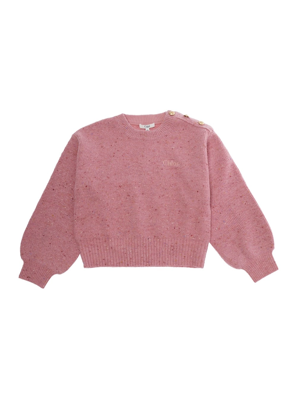 Chloé kids Pull rosa con maniche lunghe e collo rotondo in Lana, Poliamide ed Elastan per bambina