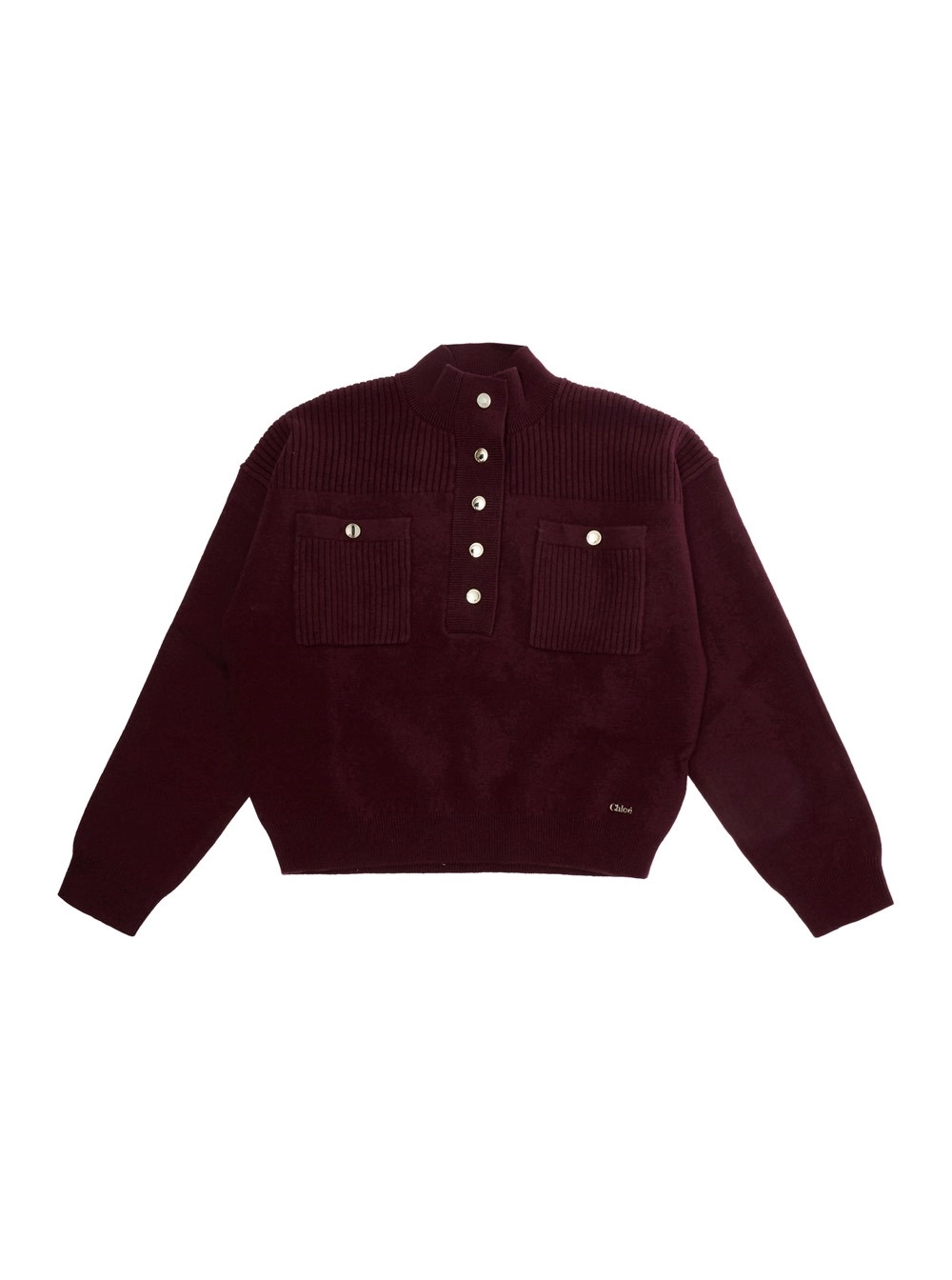 Chloé kids Pull con maniche lunghe e collo rotondo in cotone e cashmere viola per bambina