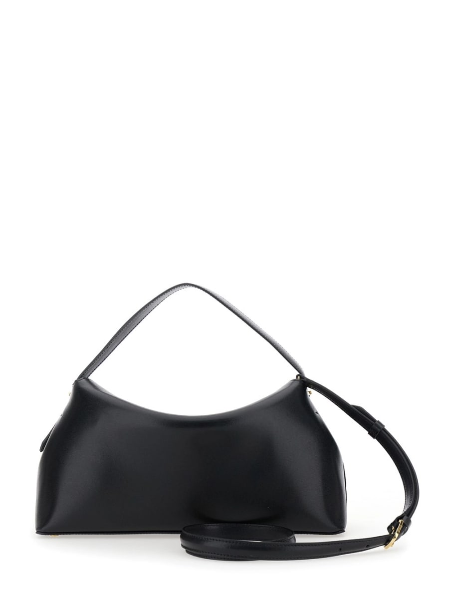 Toteme Borsa a Mano 'T-Lock' con Tracolla e Chiusura a T in Pelle Martellata Nera Donna, view 4