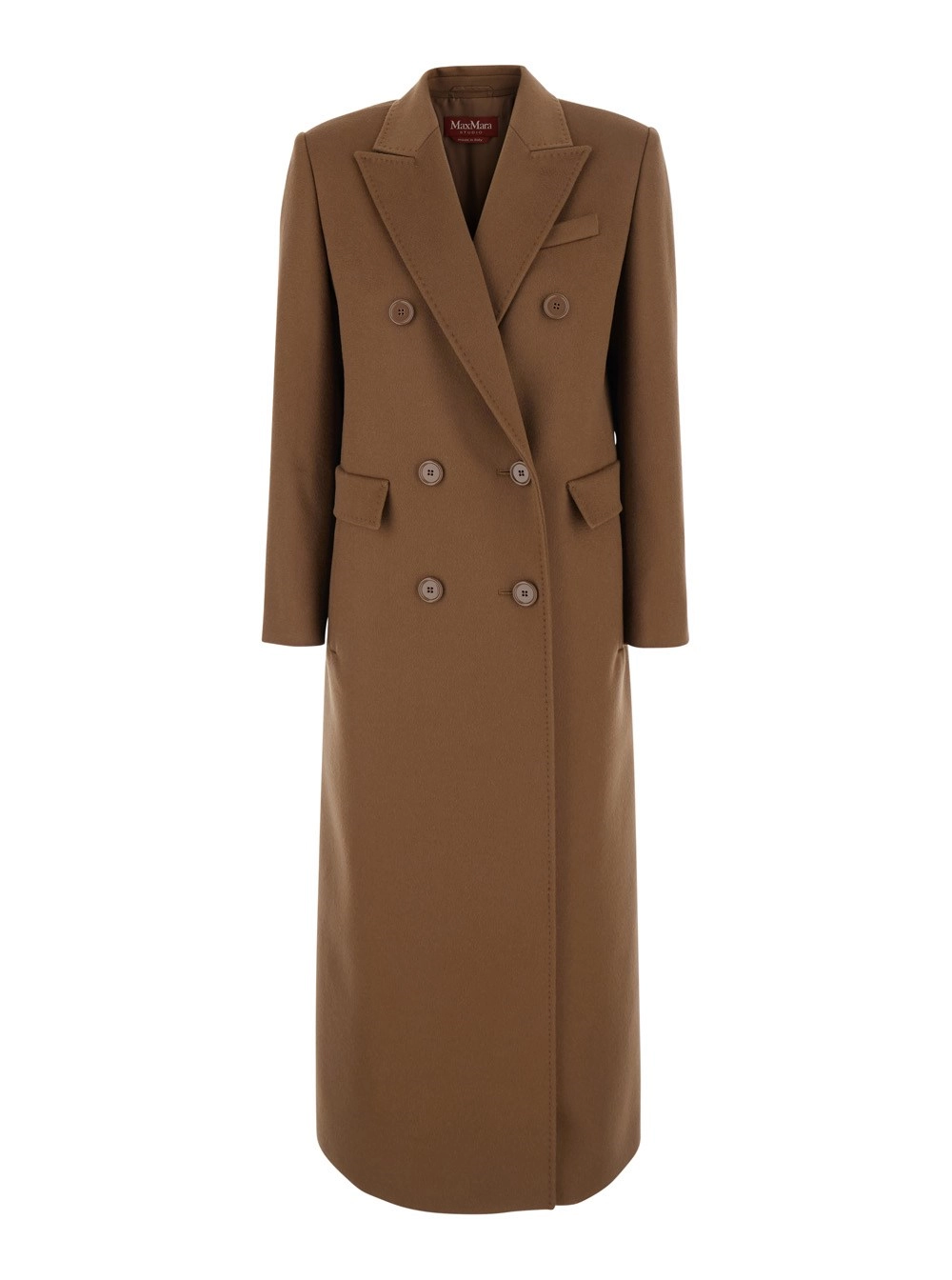 Max Mara Studio Cappotto MSTEFFIGE caratterizzato da un taglio classico e maniche lunghe in tessuto tecnico marrone da donna